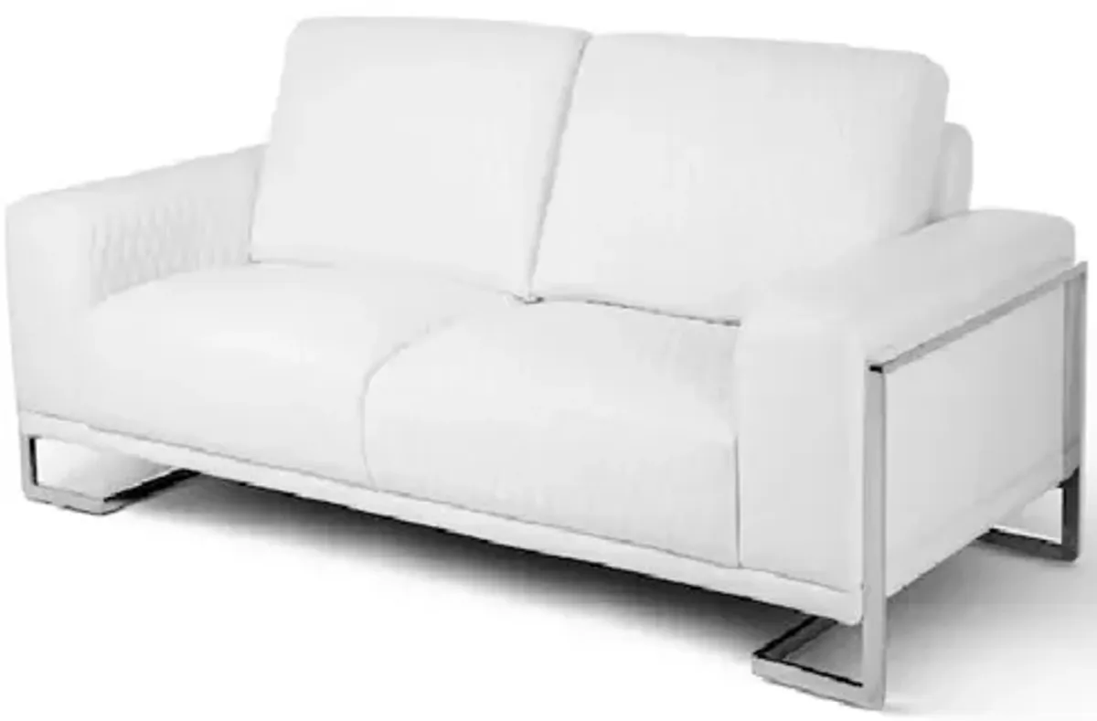 Michael Amini Mia Bella Gianna Loveseat - White/Stainless Steel