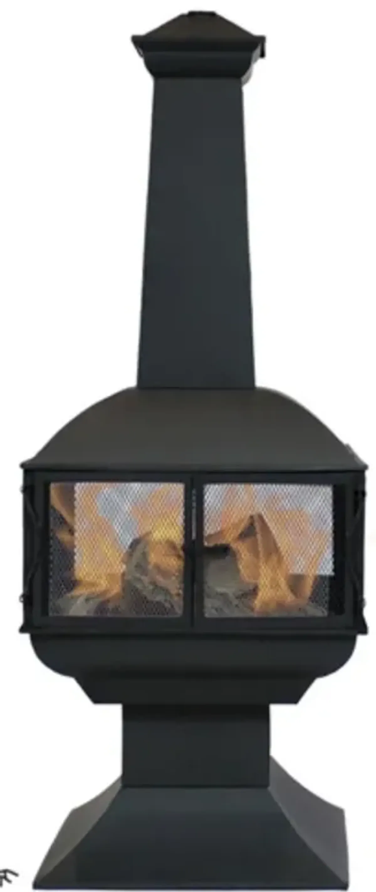 Large Black Outdoor Steel Chimenea Wood Burning Fire Pit