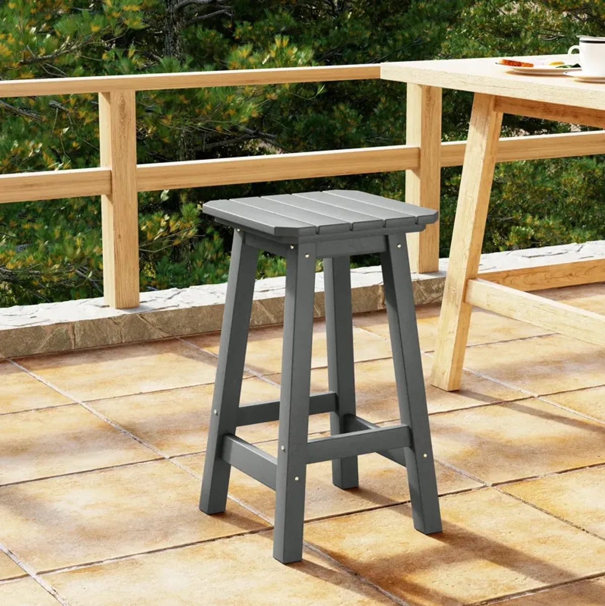 WestinTrends 24" HDPE Outdoor Patio Counter High Backless Square Bar Stool