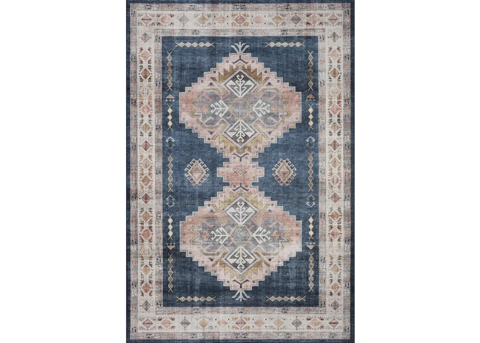 Heidi HEI03 Denim/Blush 3'6" x 5'6" Rug by Loloi II