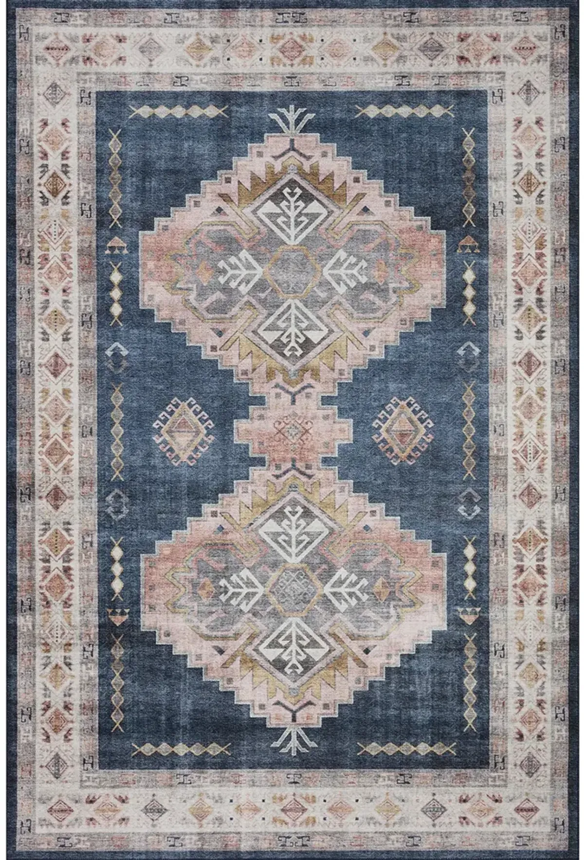 Heidi HEI03 Denim/Blush 3'6" x 5'6" Rug by Loloi II