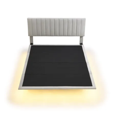 Merax Modern Velvet  Platform Bed with Sensor Light