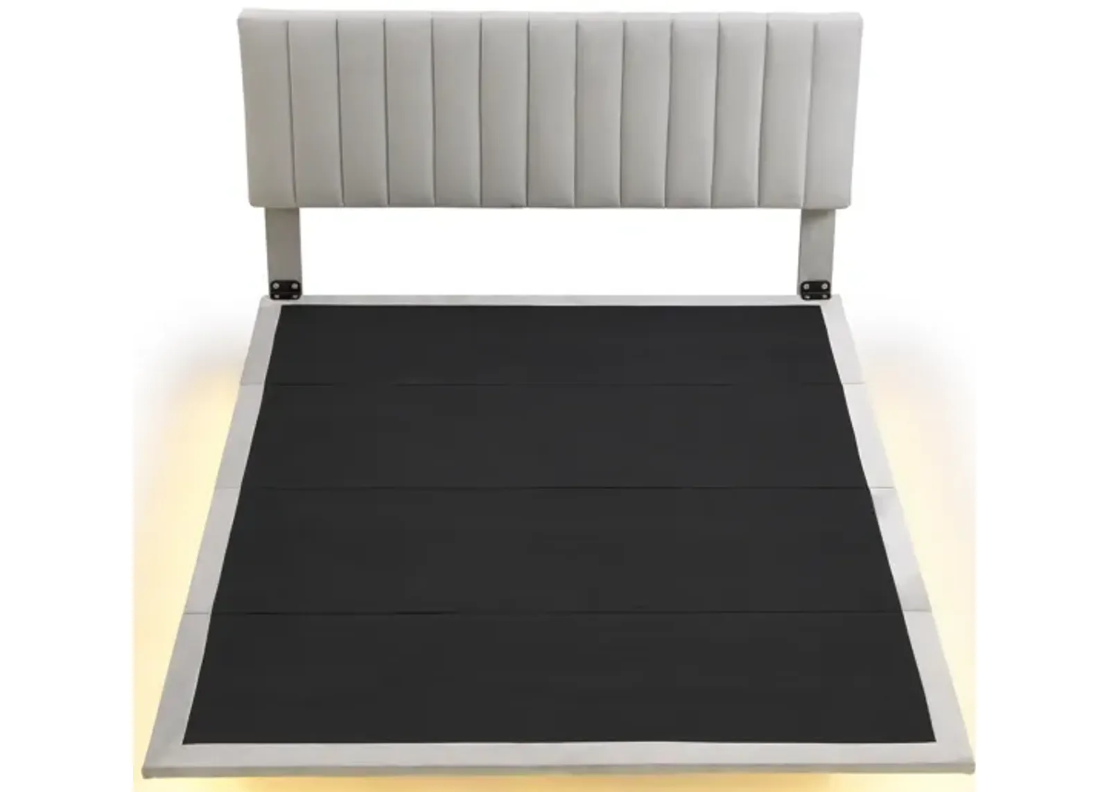 Merax Modern Velvet  Platform Bed with Sensor Light