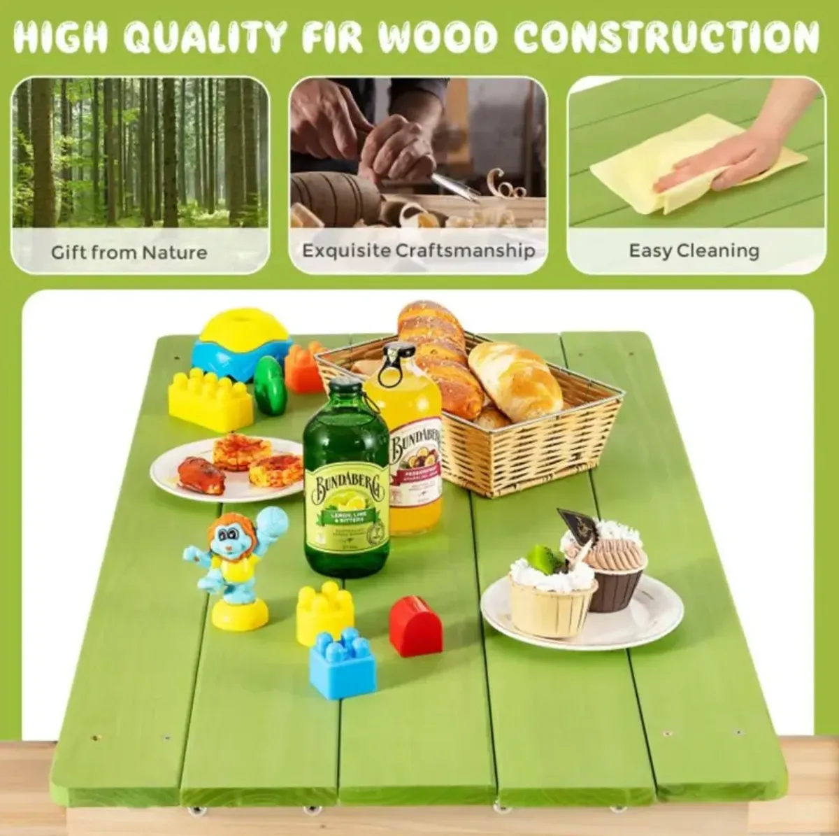 Hivvago 3-in-1 Outdoor Wooden Kids Water Sand Table with Play Boxes