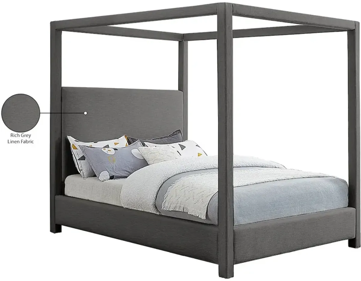 Meridian Furniture Emerson Grey Linen Textured Fabric King Bed