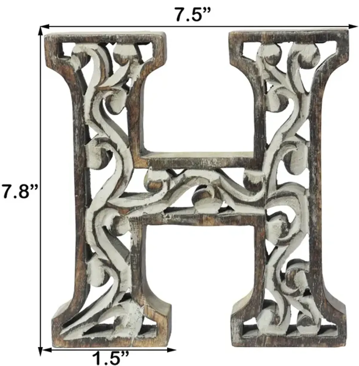 Vintage Gray Handmade Eco-Friendly "H" Alphabet Letter Block For Wall Mount & Table Top D�cor