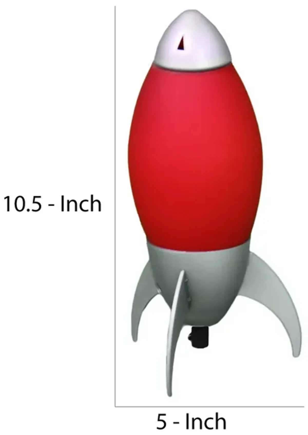 Kid Table Lamp with Rocket Design Silhouette, Red-Benzara