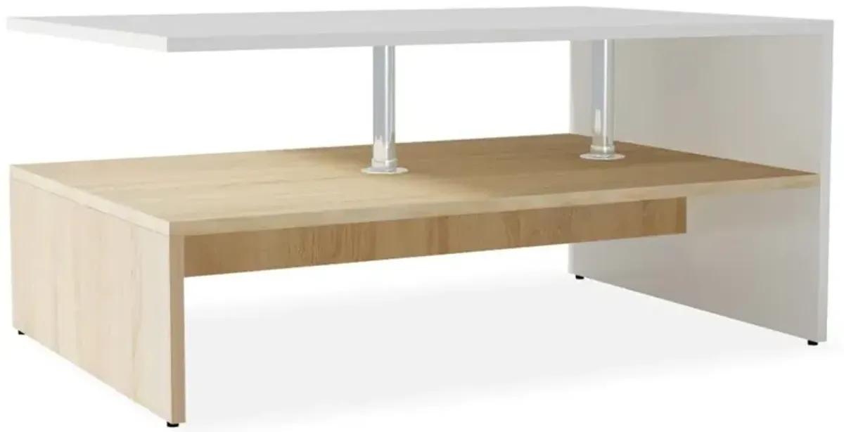 vidaXL Coffee Table Chipboard 35.4"x23.2"x16.5" Oak and White, 244856