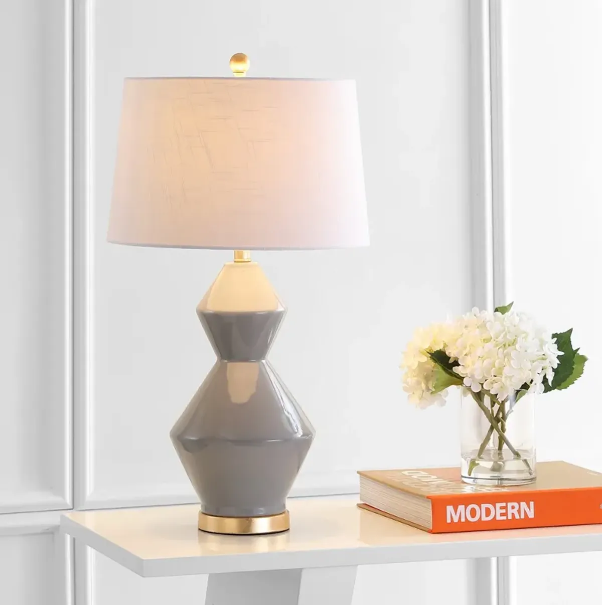 Alba Geometric Ceramicmetal LED Table Lamp