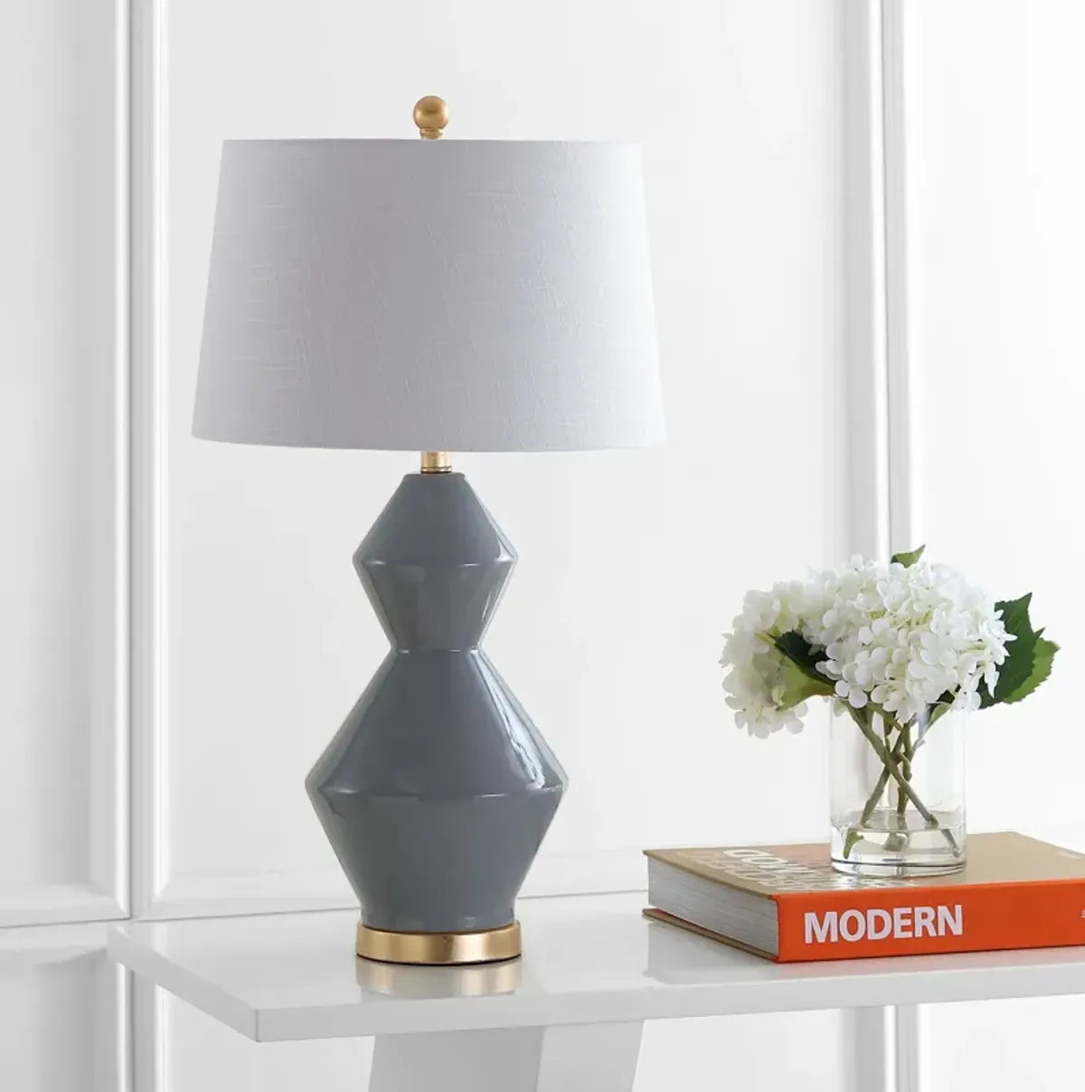 Alba Geometric Ceramicmetal LED Table Lamp