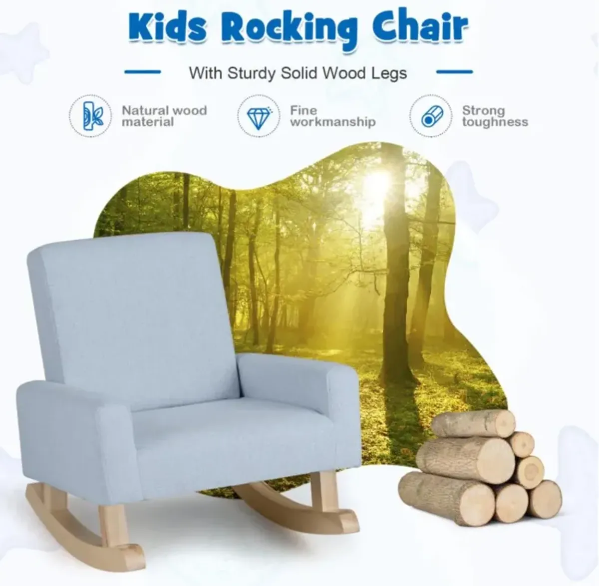 Hivvago Kids Rocking Chair with Solid Wood Legs