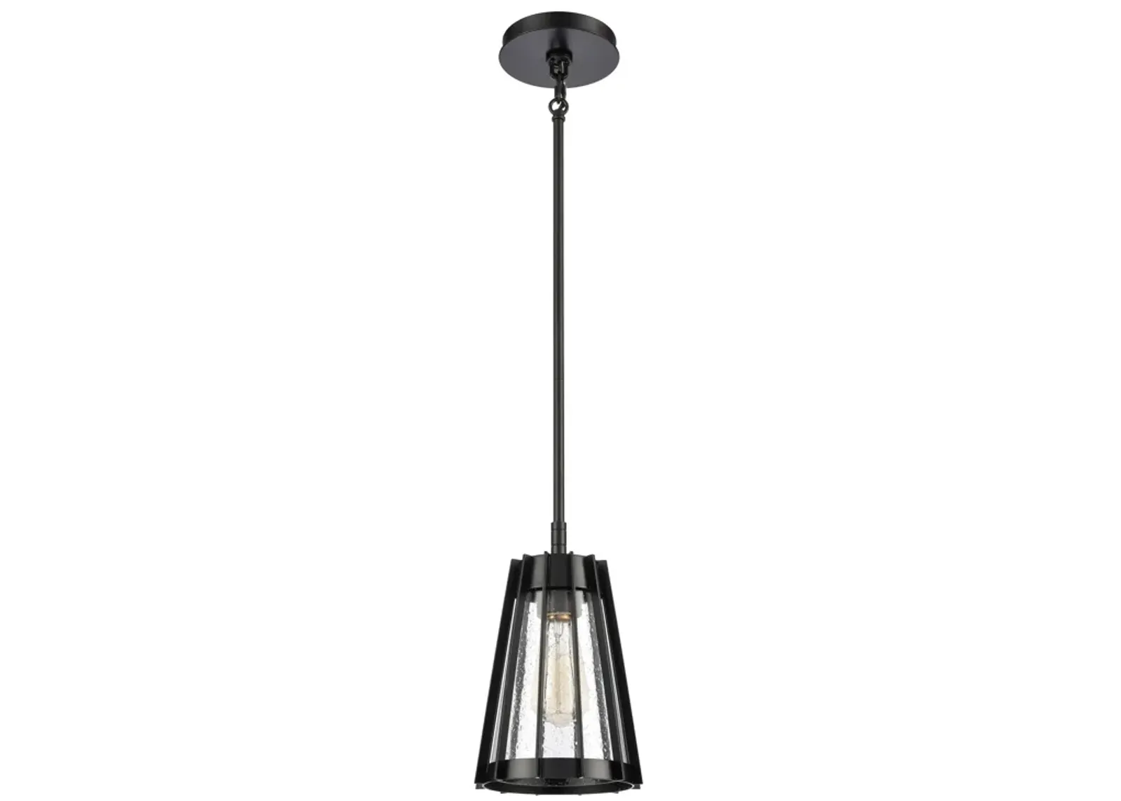 Open Louvers 6.75'' Wide Black Mini Pendant