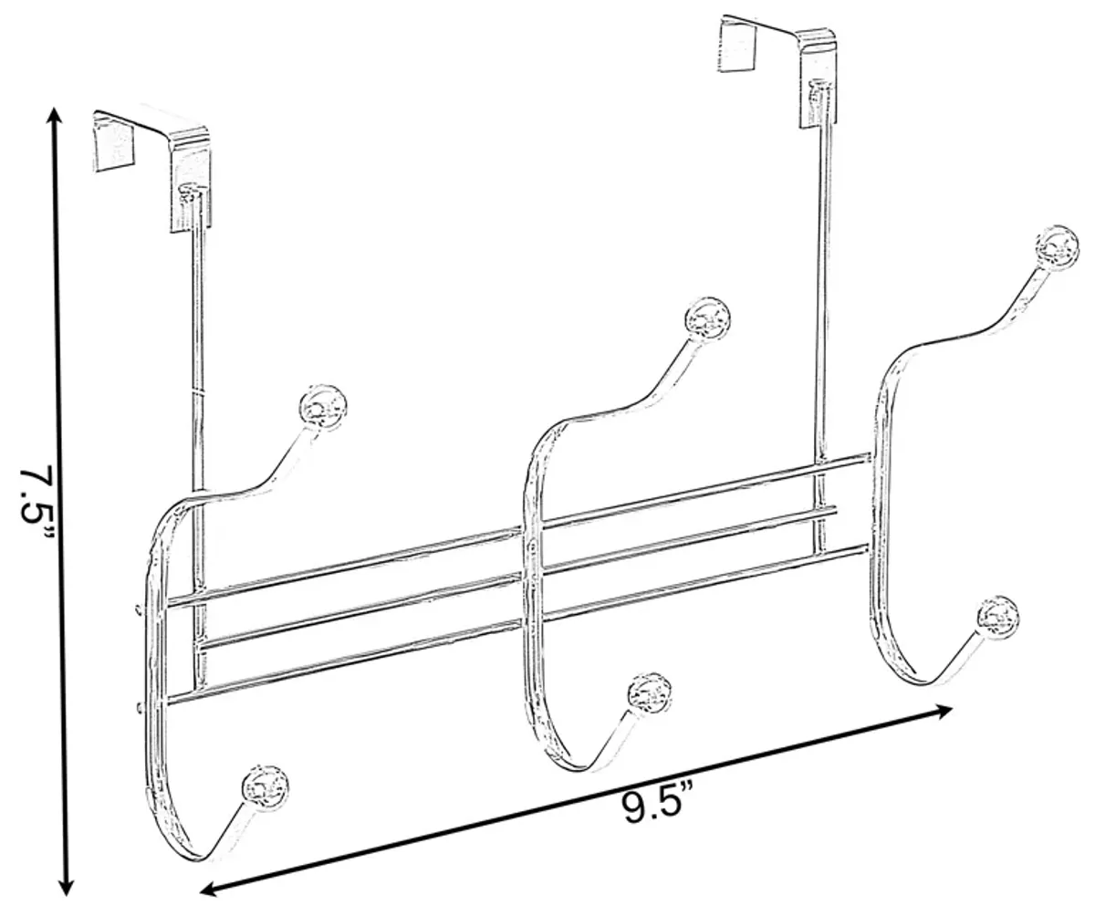 Chrome 6 Hook Hanger Organizer, Hang Over The Door Kitchen Vanity Towel Hook, Entryway Coat Rack