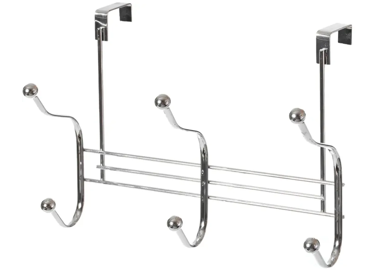 Chrome 6 Hook Hanger Organizer, Hang Over The Door Kitchen Vanity Towel Hook, Entryway Coat Rack