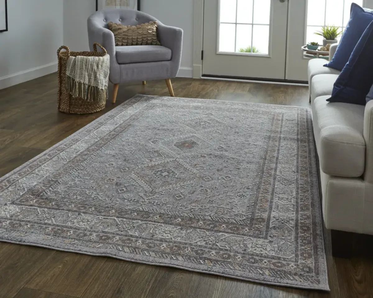 Francisco 39GBF Gray/Orange/Ivory 2'10" x 8' Rug