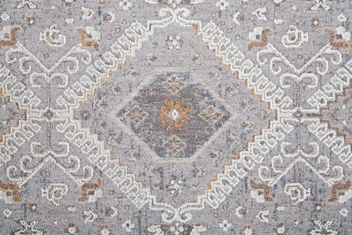 Francisco 39GBF Gray/Orange/Ivory 2'10" x 8' Rug