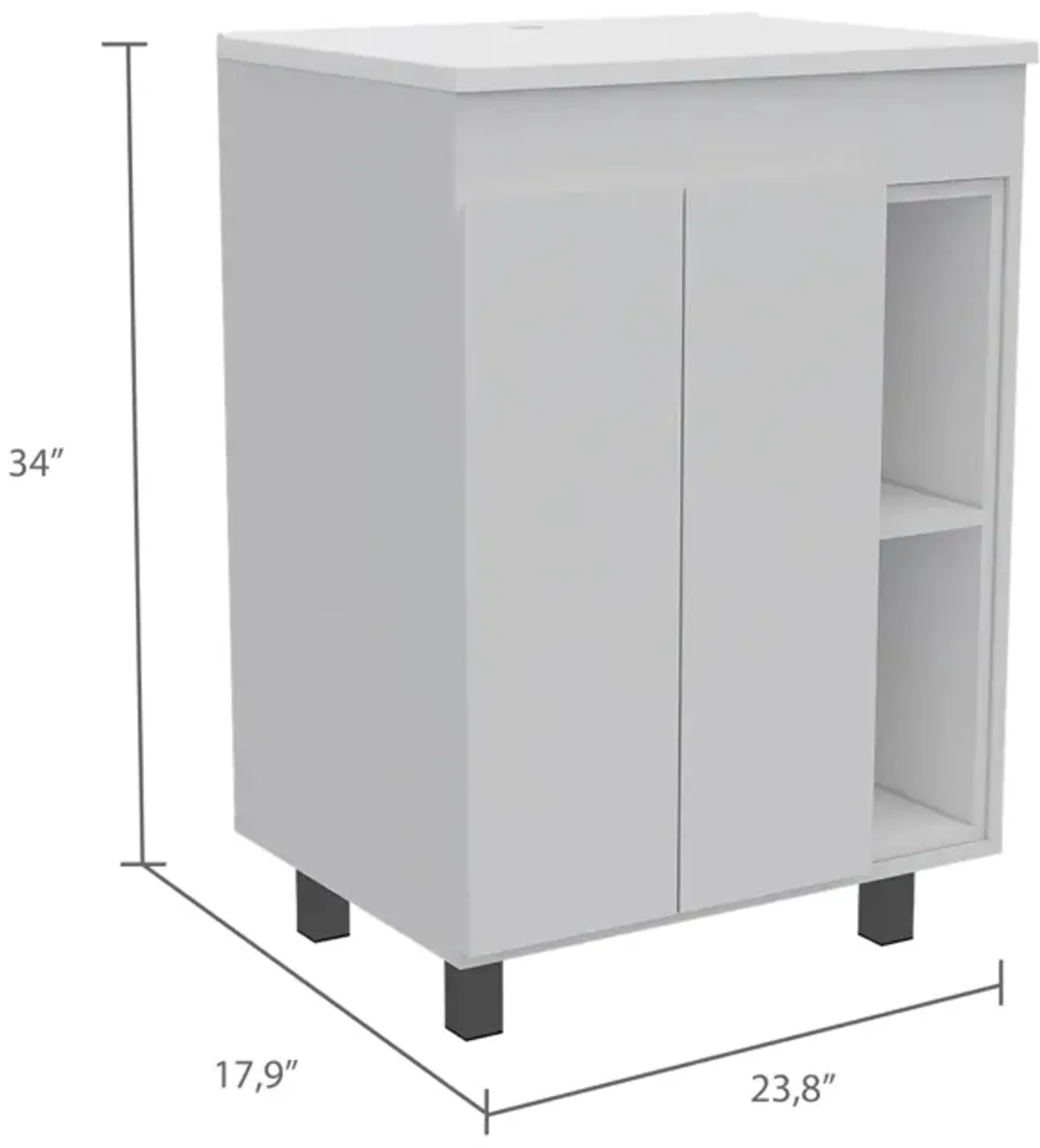 Malden 2-Shelf Rectangle Freestanding Vanity Cabinet White