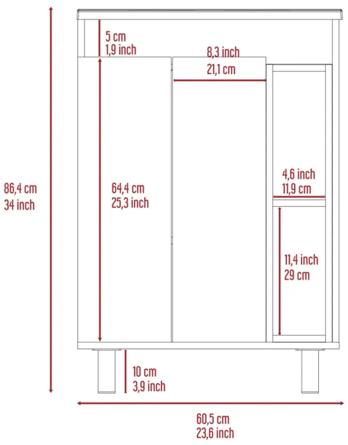 Malden 2-Shelf Rectangle Freestanding Vanity Cabinet White