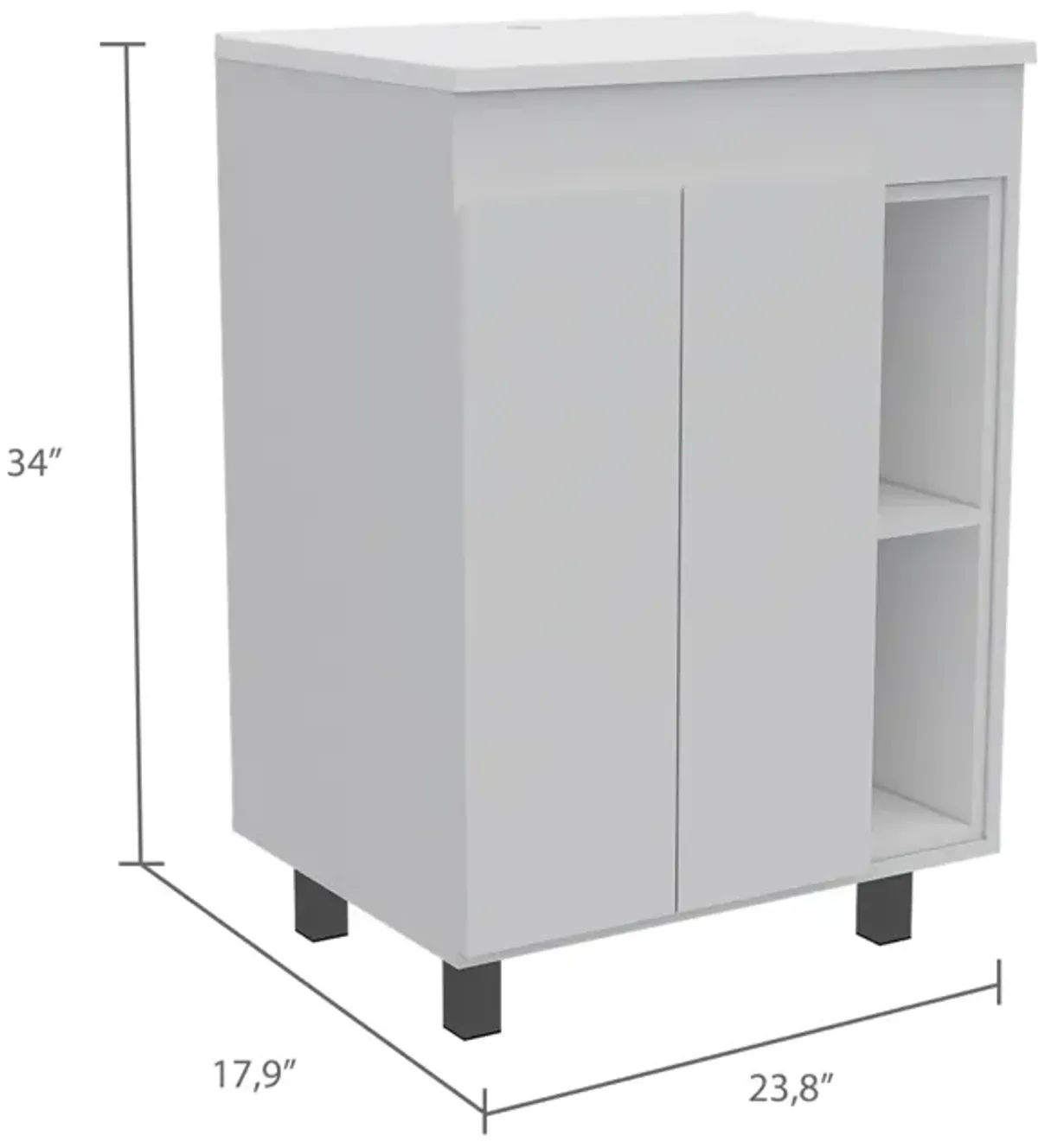 Malden 2-Shelf Rectangle Freestanding Vanity Cabinet White