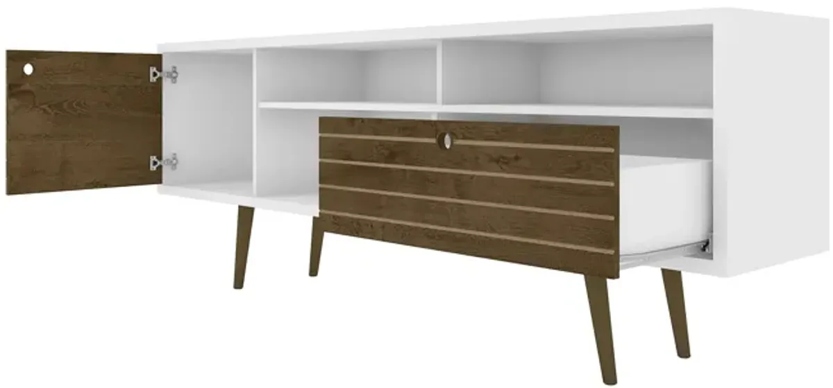 Liberty Extra Large TV Stand in White and Brown