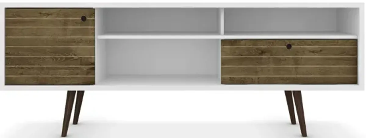 Liberty Extra Large TV Stand in White and Brown