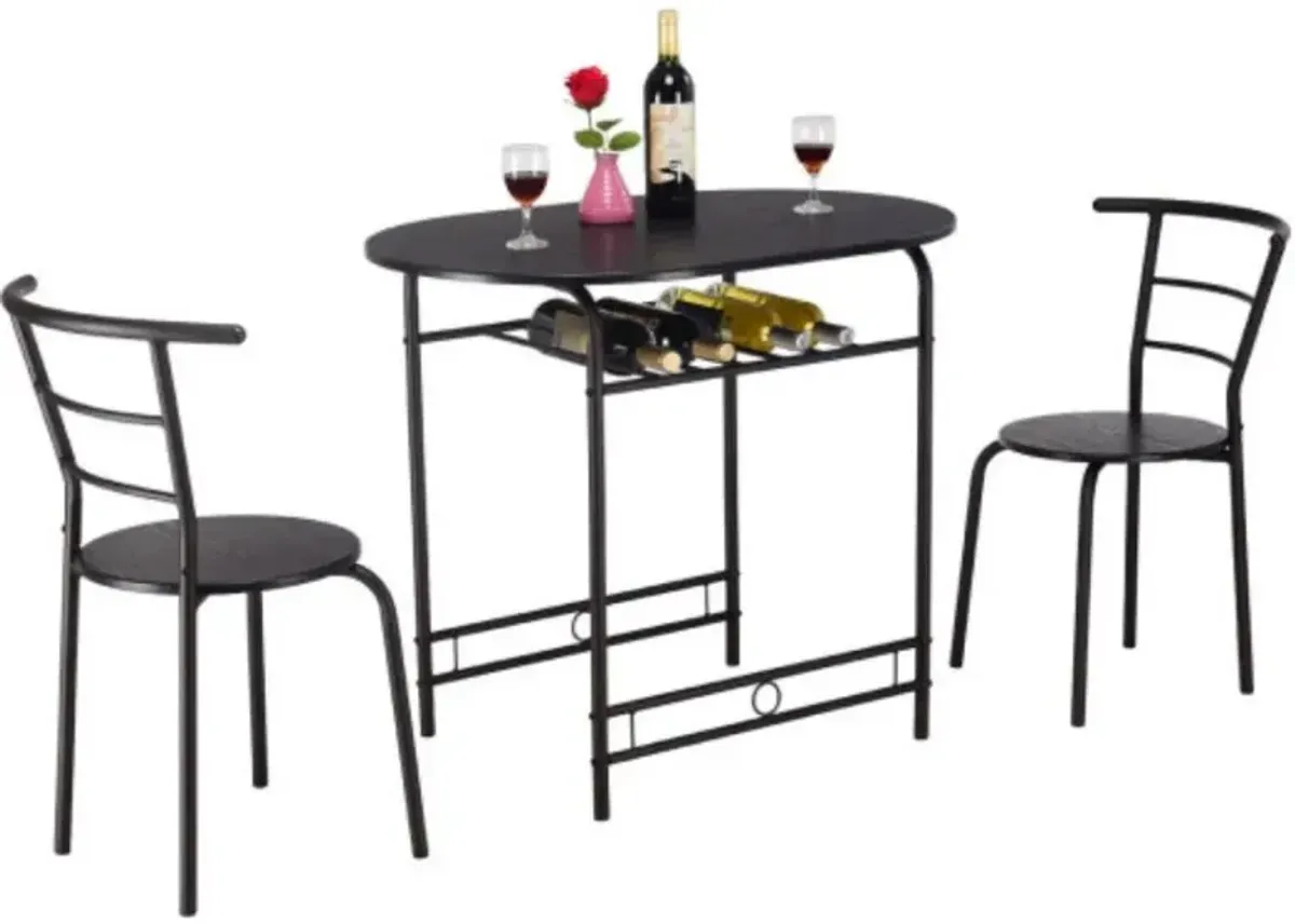 3 pcs Dining Set Table and 2 Chairs Bistro Pub Furniture