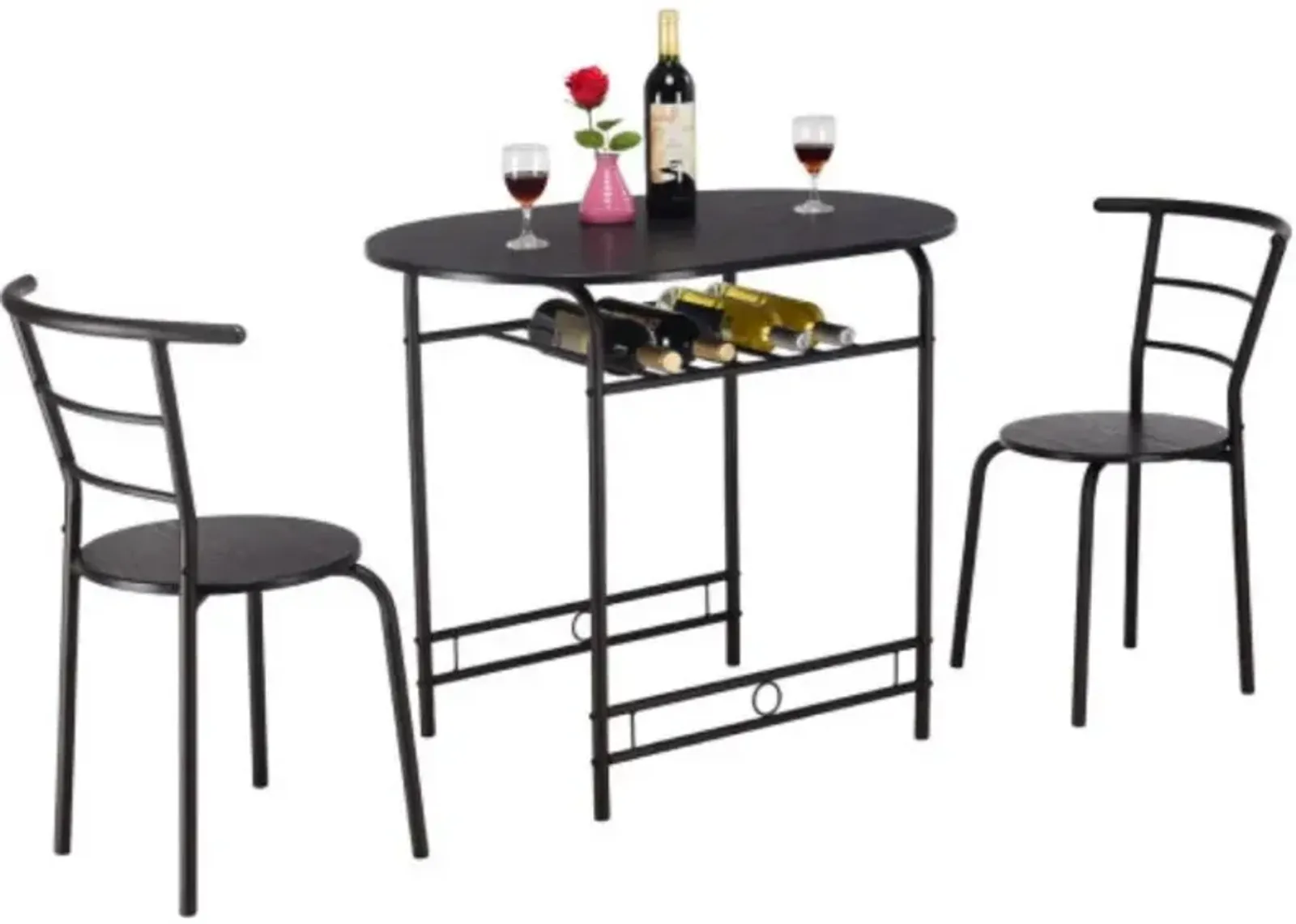 3 pcs Dining Set Table and 2 Chairs Bistro Pub Furniture