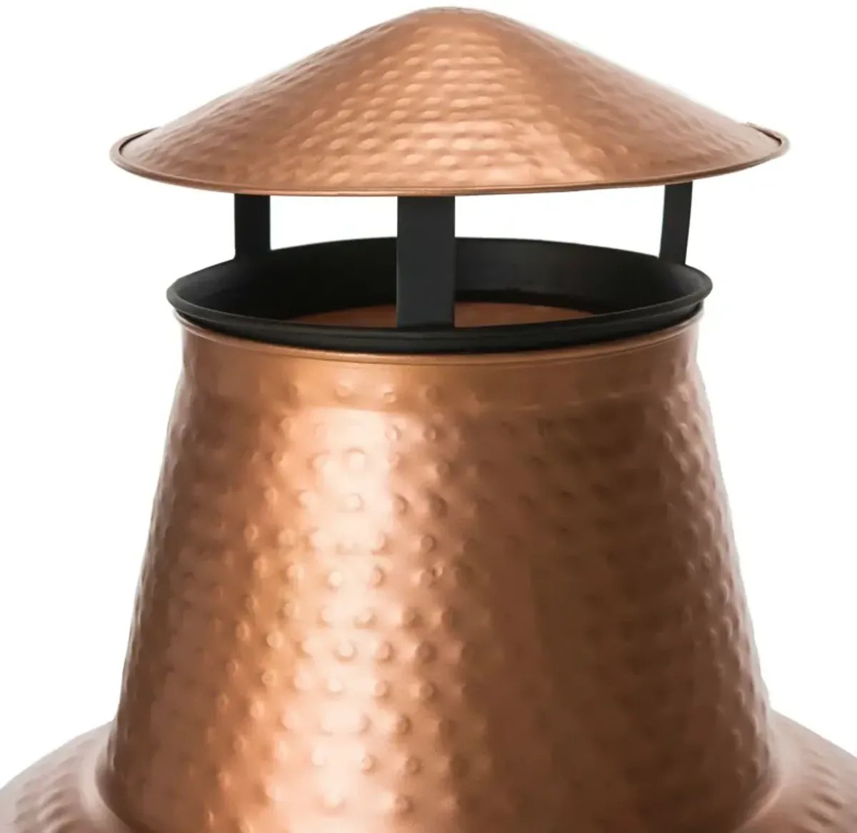 Hammered Copper and Iron Chiminea Fire Pit with Stand