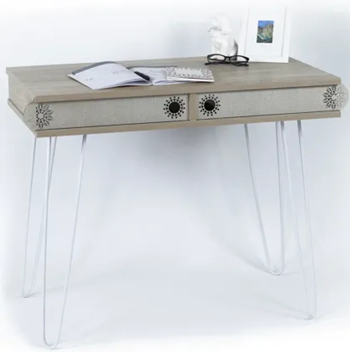 Streamdale Lora Metal Legs 2 Tier Modern Desk