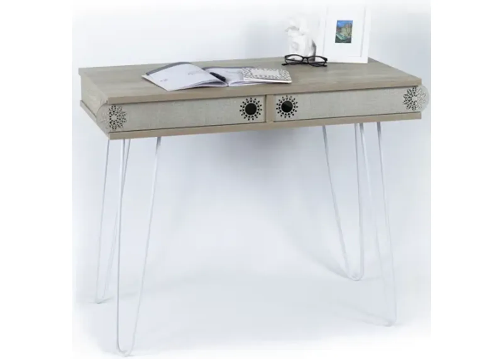 Lora Metal Legs 2 Tier Modern Desk