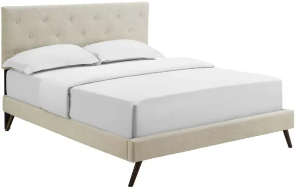 Modway - Tarah Queen Fabric Platform Bed with Round Splayed Legs Beige