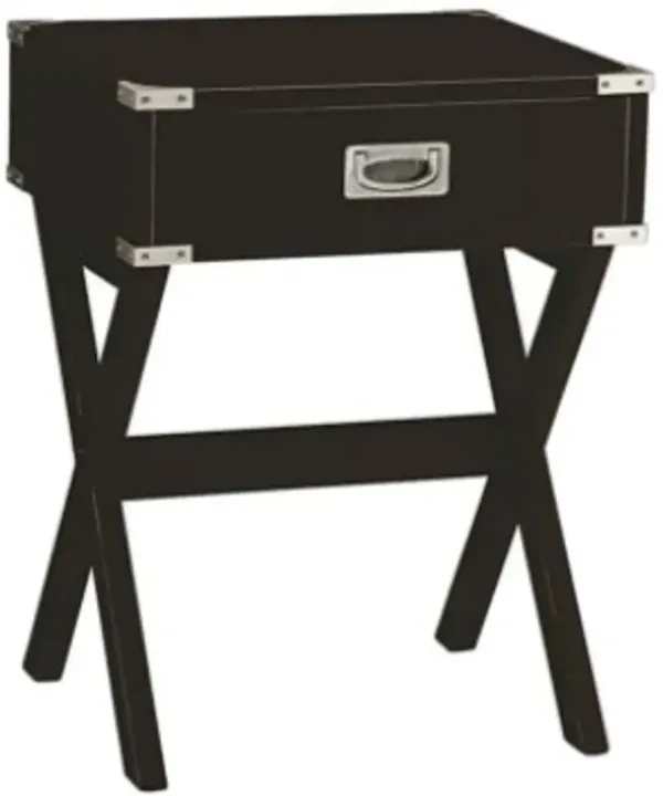 Hivvago 24" Black Solid Wood Rectangular End Table With Drawer