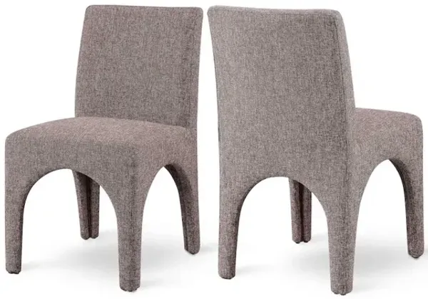 Meridian Furniture Gramercy Brown Linen Textured Fabric Dining Chair, Set of 2