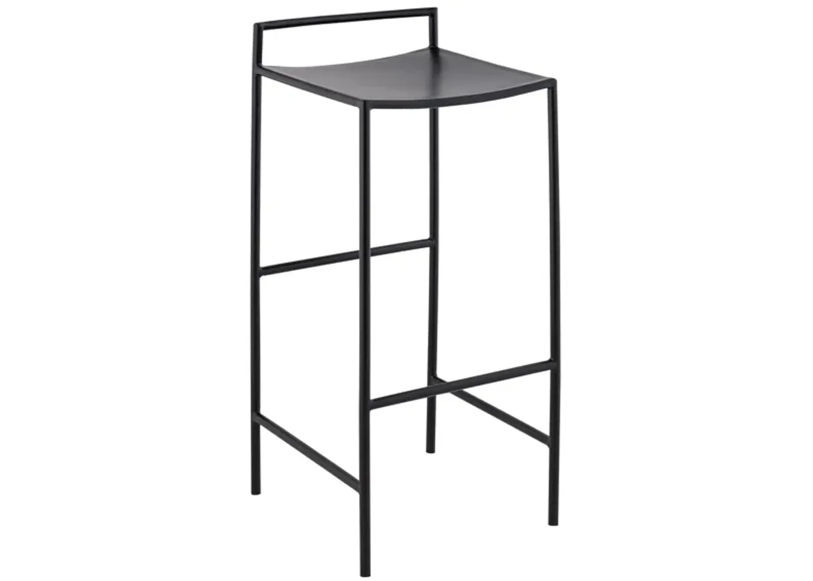 Svelte 30" Coastal Contemporary Iron Saddle-Seat Low-Back Bar Stool with Foot Rest