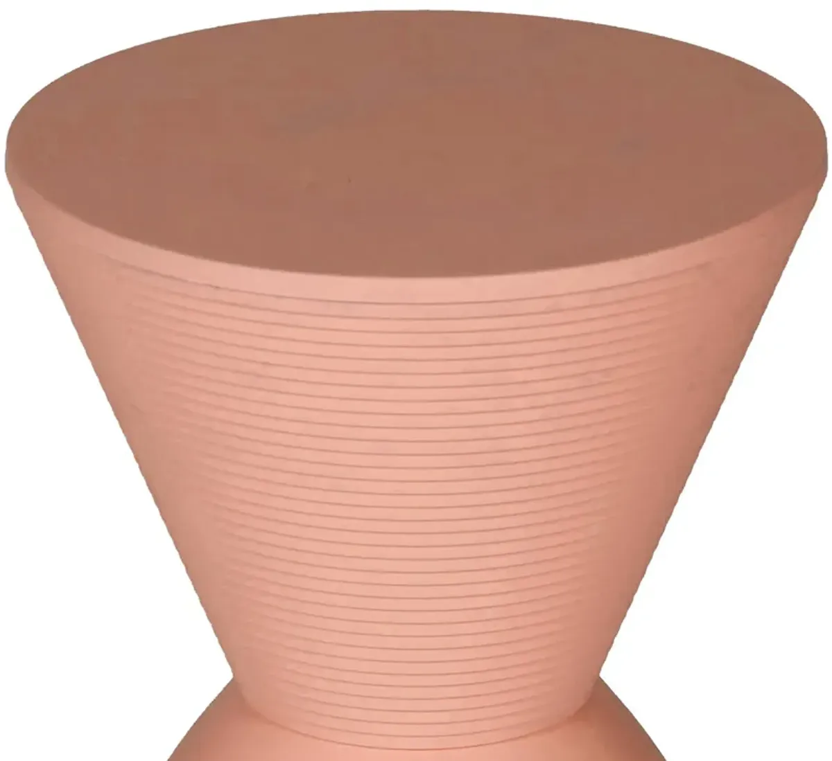 Niya 17 Inch Side End Table, Round Top, Pedestal Base, Indoor Outdoor, Pink - Benzara