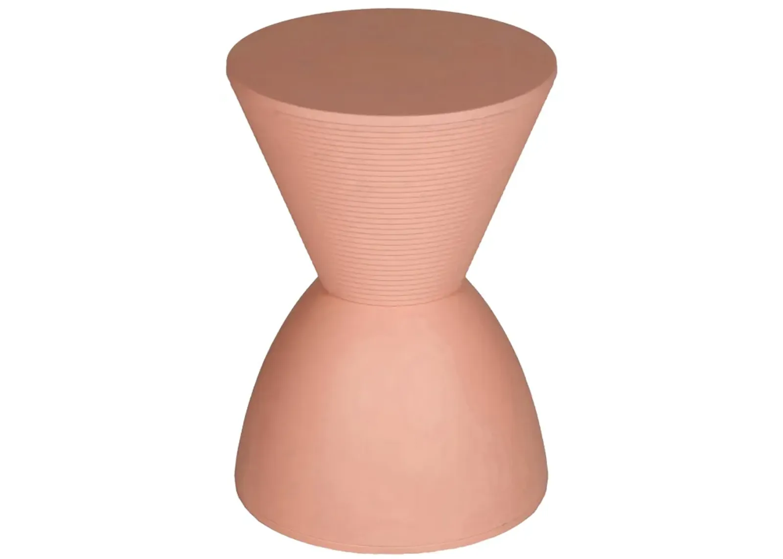 Niya 17 Inch Side End Table, Round Top, Pedestal Base, Indoor Outdoor, Pink - Benzara