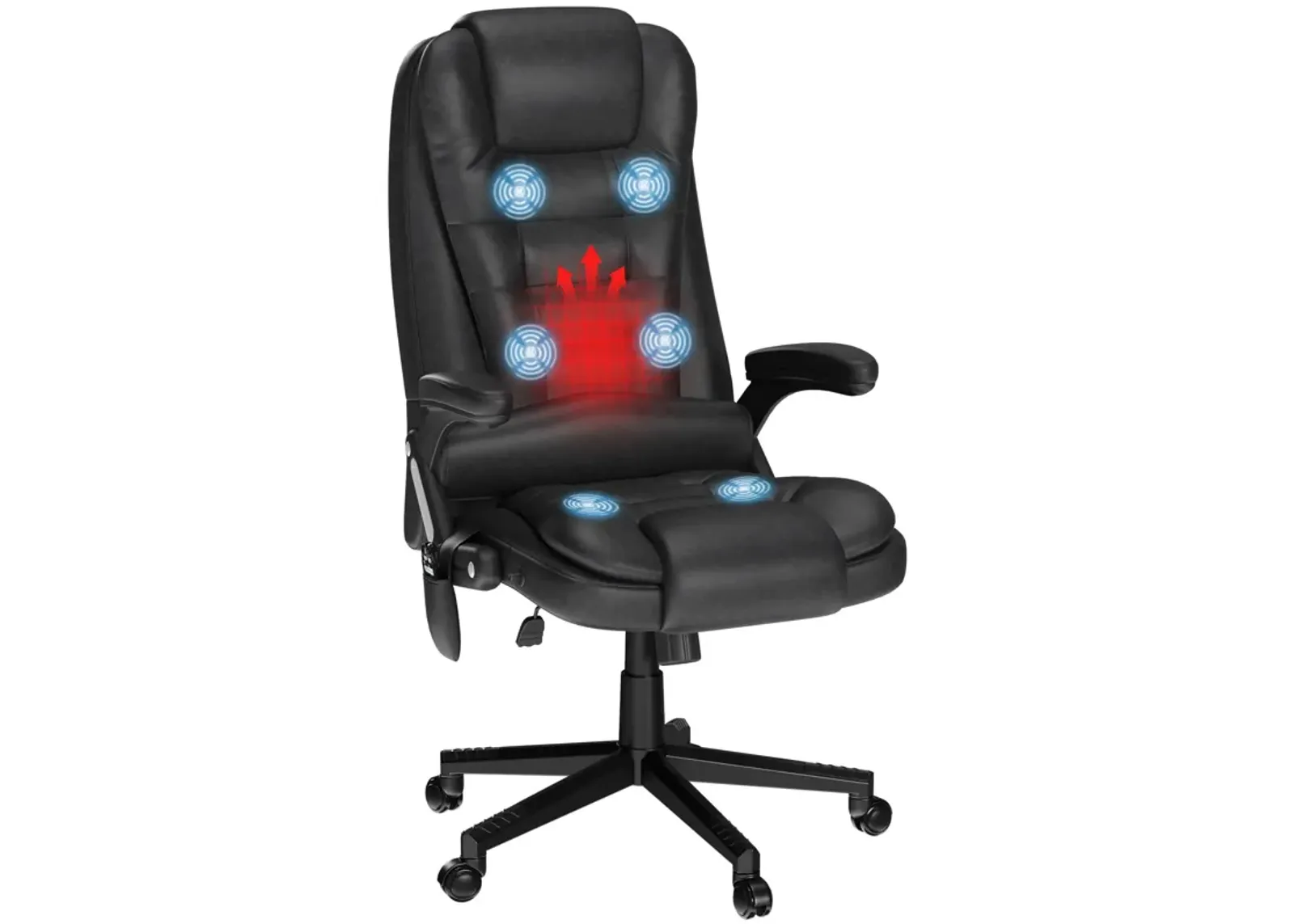 Vibrating Massage Office Chair: Heated, Linen, Reclining, Black