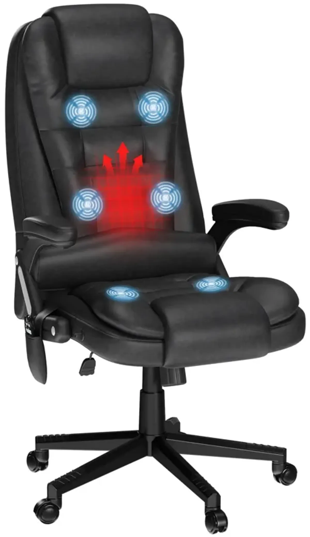 Vibrating Massage Office Chair: Heated, Linen, Reclining, Black