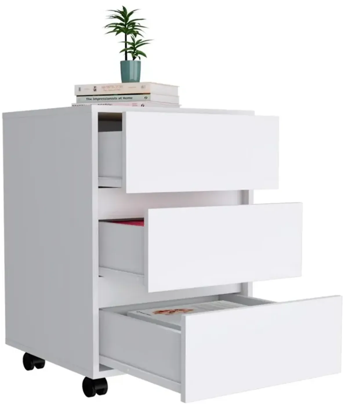 Three Drawers Filing Cabinet Bang, Office, White