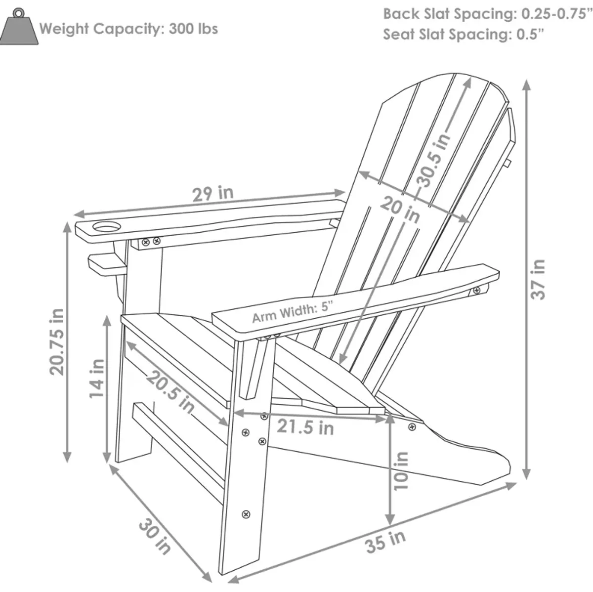 Sunnydaze Set of 2 Adirondack Chairs with Drink Holder