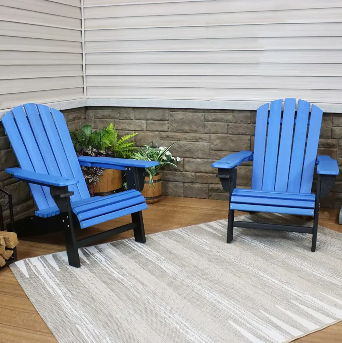 Sunnydaze Set of 2 Adirondack Chairs with Drink Holder