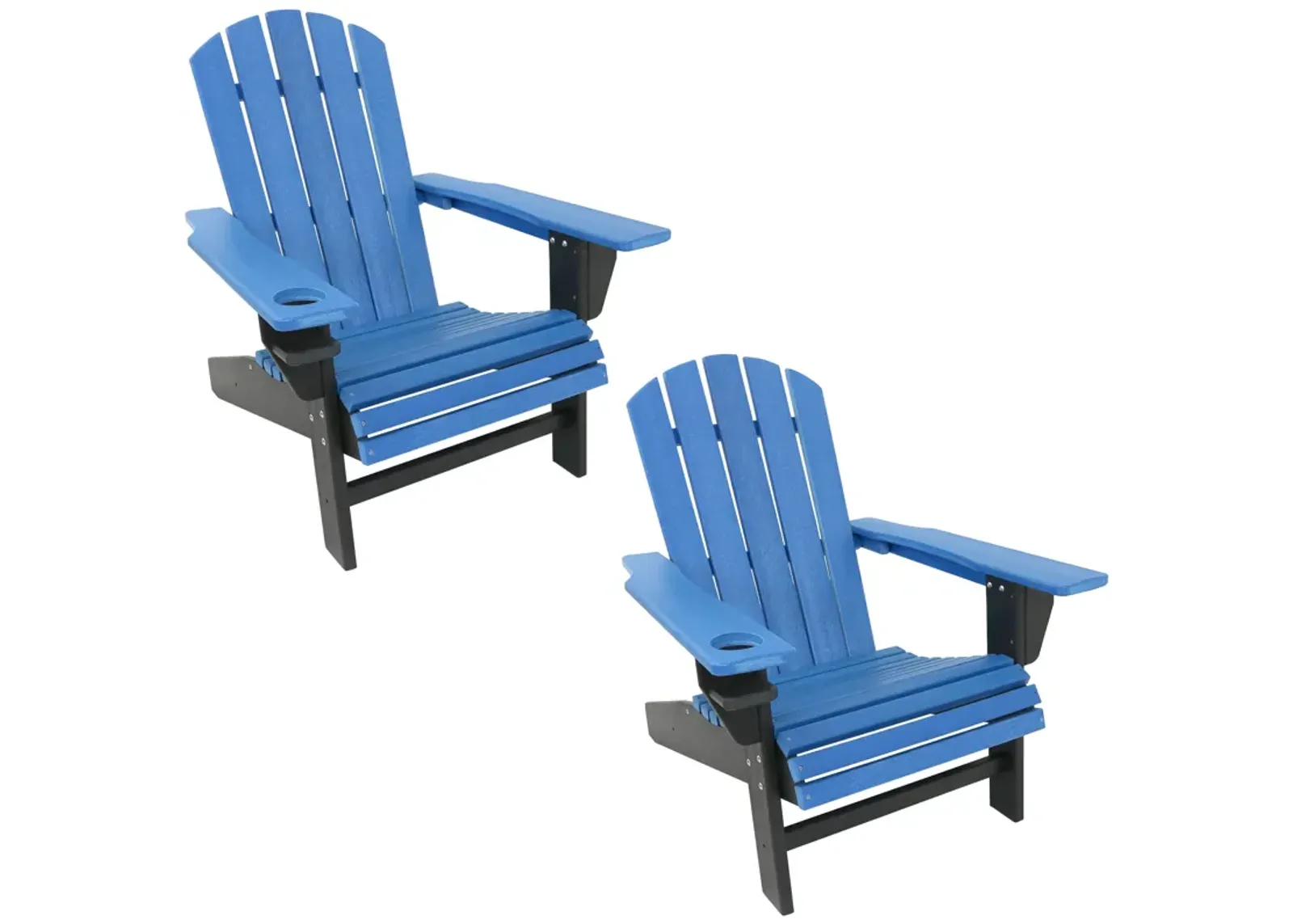 Sunnydaze Set of 2 Adirondack Chairs with Drink Holder