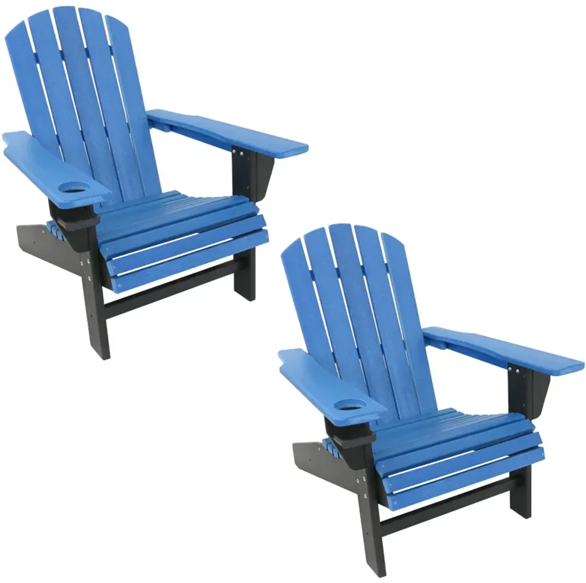 Sunnydaze Set of 2 Adirondack Chairs with Drink Holder