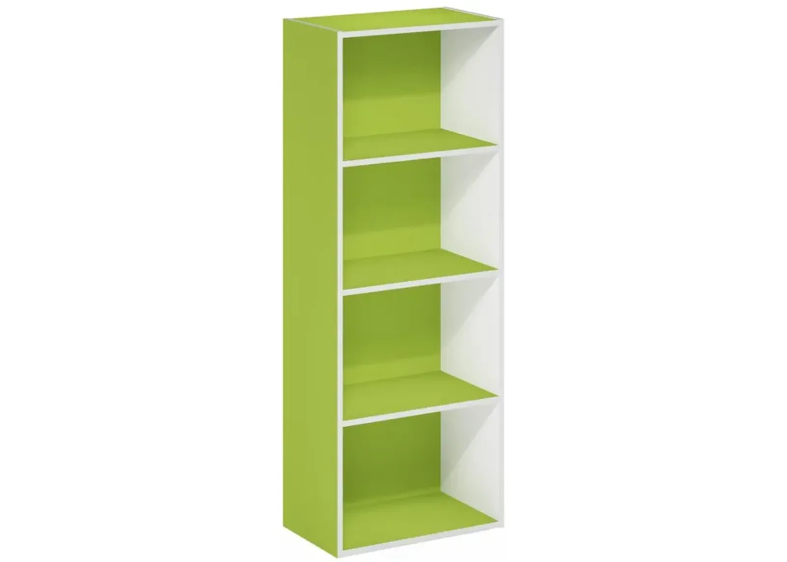 Furinno Luder Bookcase / Book / Storage, 4-Tier, Green/White