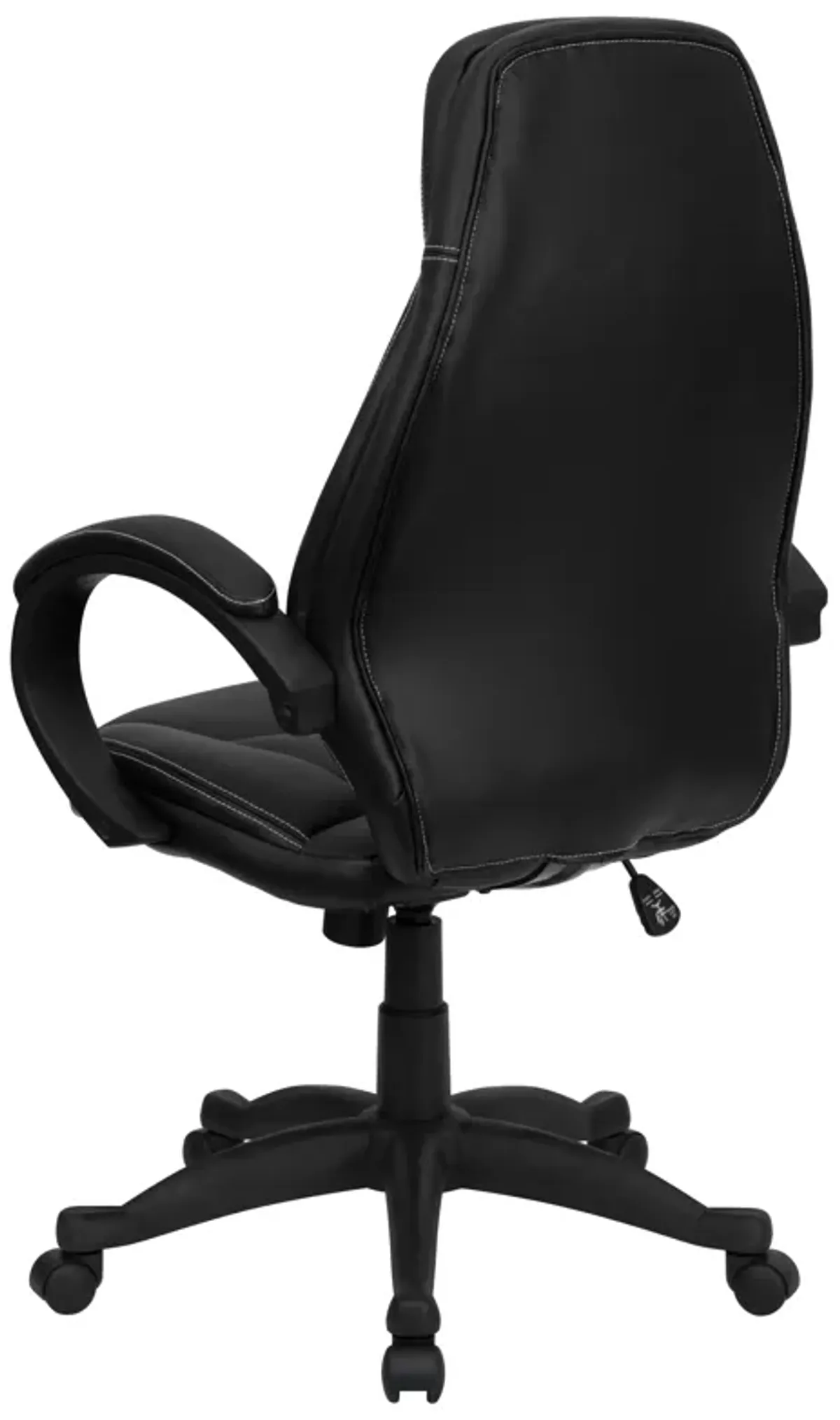 Leonard High Back Black LeatherSoft Contemporary Executive Swivel Ergonomic Office Chair with Curved Back and Loop Arms