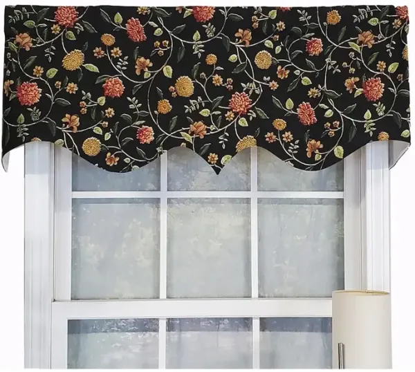 RLF Home Modern Design Classic Nightfall Regal Style Window Valance 50" x 17" Black