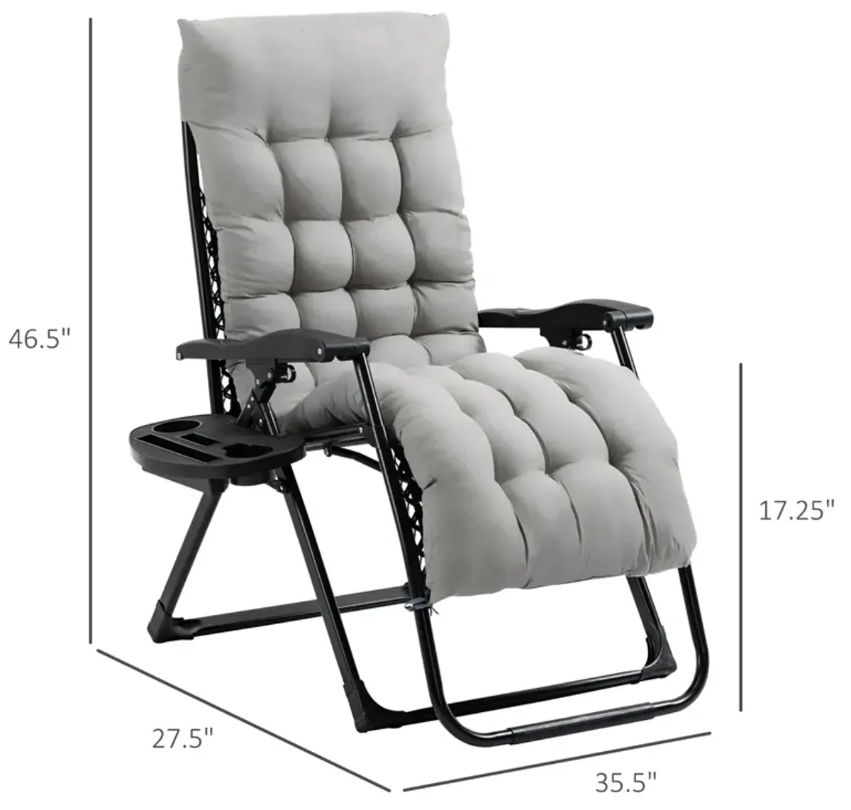 Outdoor Relaxer: Reclining Chair with Cup Holder and Cushion