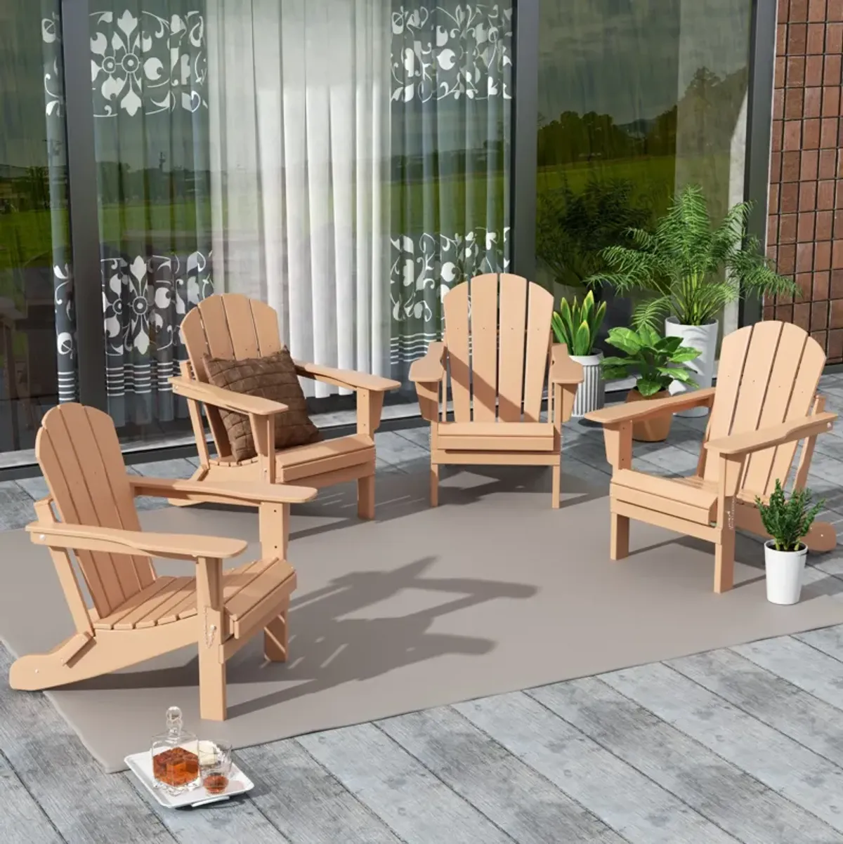 WestinTrends Outdoor Patio Folding Adirondack Chair (Set of 4)