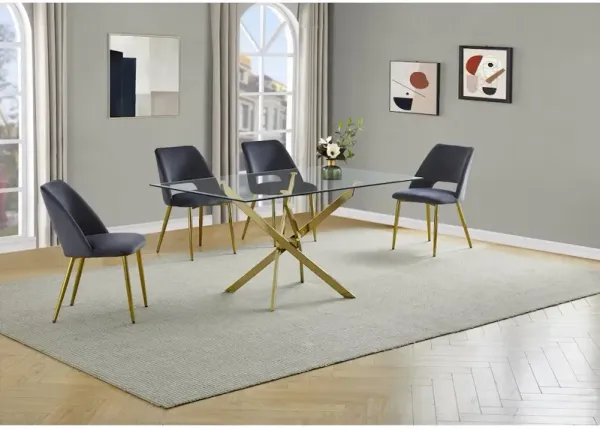 5pc dining Set- Rectangle - table with Dark grey Velvet Chairs