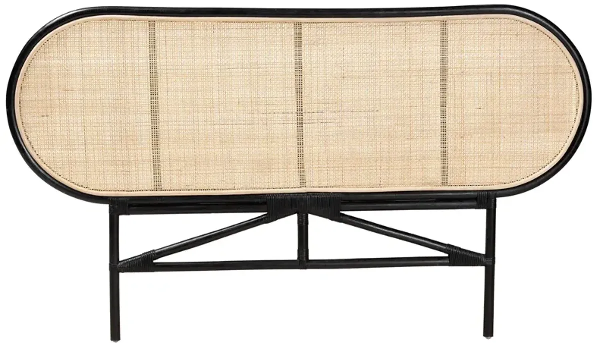 Bali & Pari Reegan Modern Bohemian Natural Rattan Queen Size Standalone Headboard